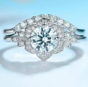 925 Sterling Silver 0.7ct Diamond Stacking Diamond Ring Set-Black Diamonds New York