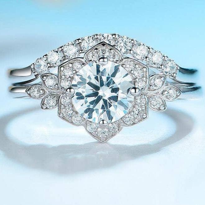 925 Sterling Silver 0.7ct Diamond Stacking Diamond Ring Set-Black Diamonds New York