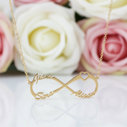 Custom Name Infinity Heart Pendant Necklace-Black Diamonds New York