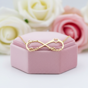 Custom Name Infinity Heart Pendant Necklace-Black Diamonds New York