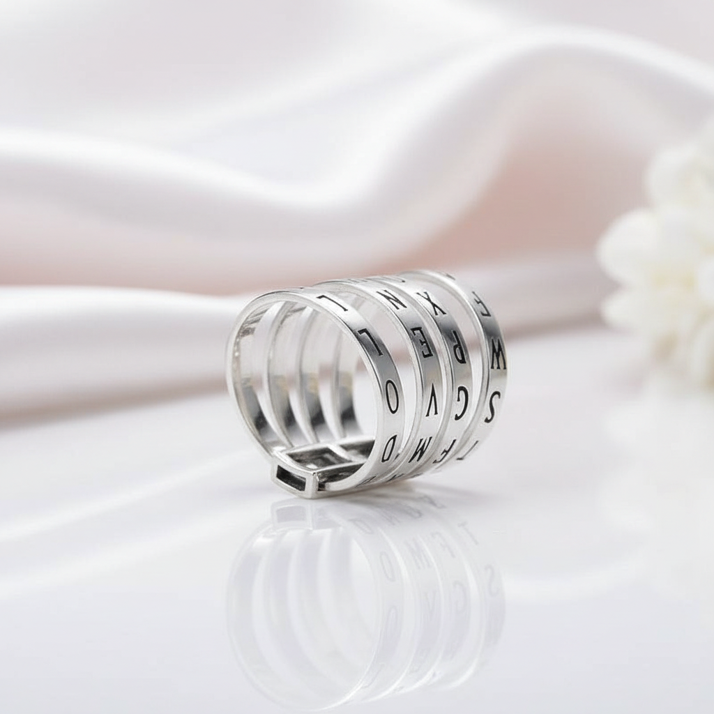 Rotatable Ring with Letters-Black Diamonds New York