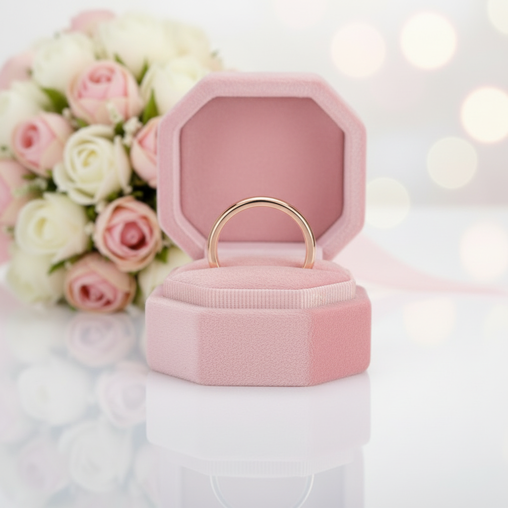 925 Sterling Silver Rose Gold Wedding Band-Black Diamonds New York