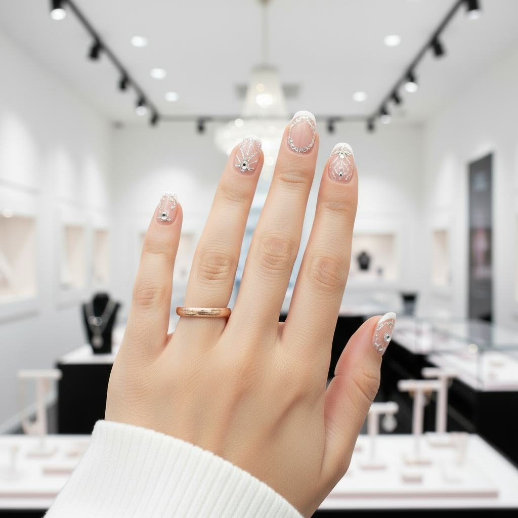 925 Sterling Silver Rose Gold Wedding Band-Black Diamonds New York