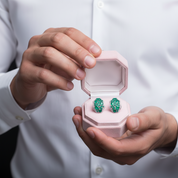 9.54Ct Green Agate Vintage Stud Earrings-Black Diamonds New York