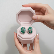 9.54Ct Green Agate Vintage Stud Earrings-Black Diamonds New York