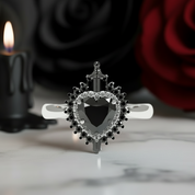 Against All Odds- Heart Shape Diamond Gothic Engagement Ring-Black Diamonds New York