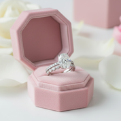 9k White Gold Oval Cut Diamond Half Eternity Wedding Ring Set-Black Diamonds New York