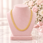 9k Yellow Gold Cuban Chain Necklace-Black Diamonds New York