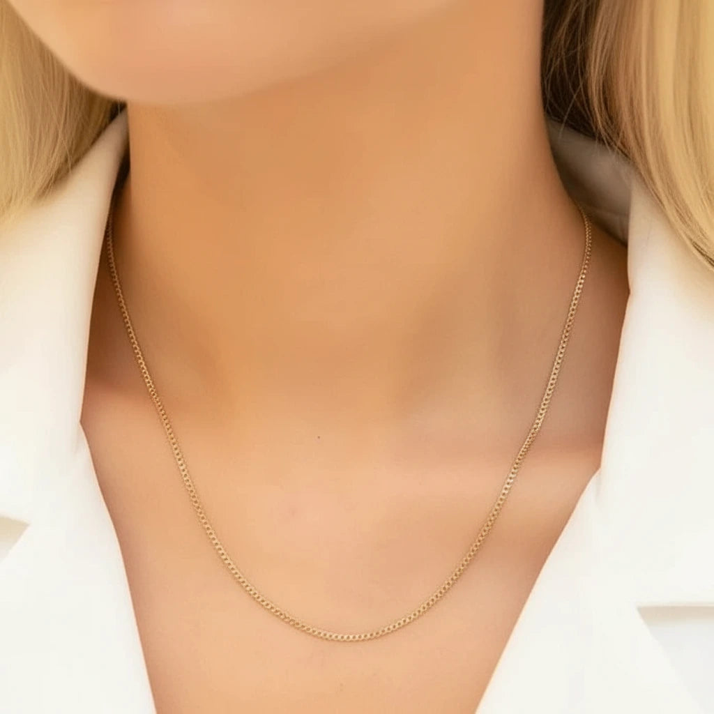 9k Yellow Gold Cuban Chain Necklace-Black Diamonds New York