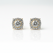 9k Yellow Gold Stud Earrings with Diamond Option Inlay-Black Diamonds New York
