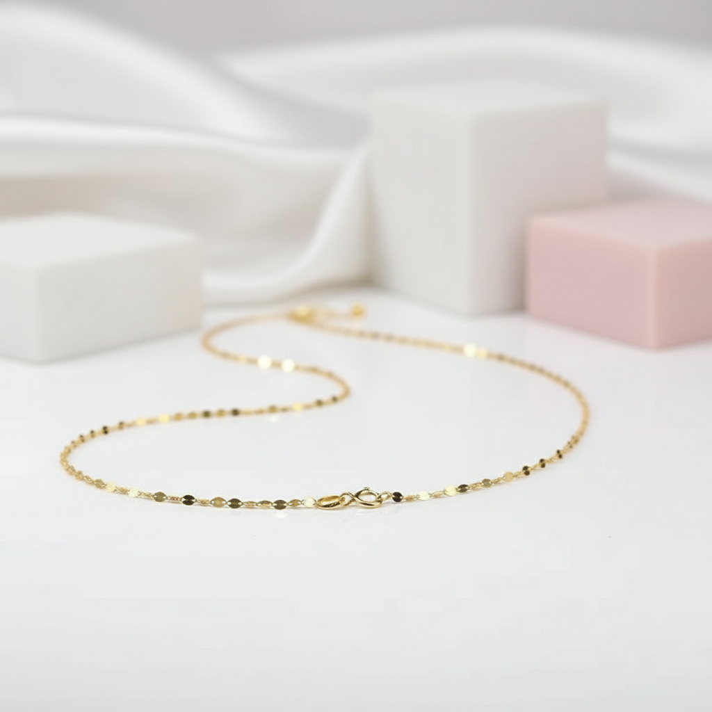 9k Yellow Gold Tile Chain Necklace-Black Diamonds New York