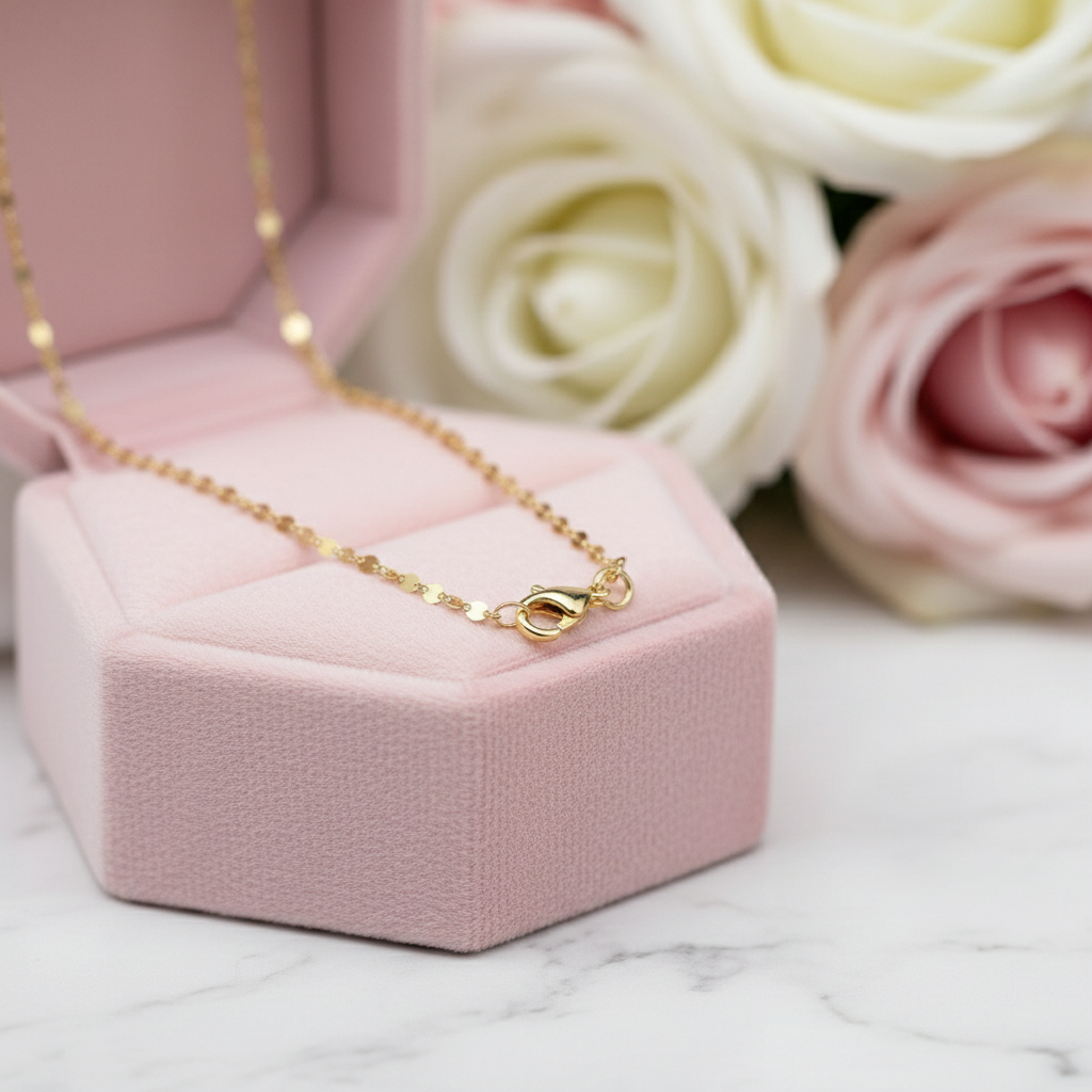 9k Yellow Gold Tile Chain Necklace-Black Diamonds New York