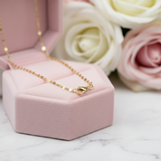 9k Yellow Gold Tile Chain Necklace-Black Diamonds New York