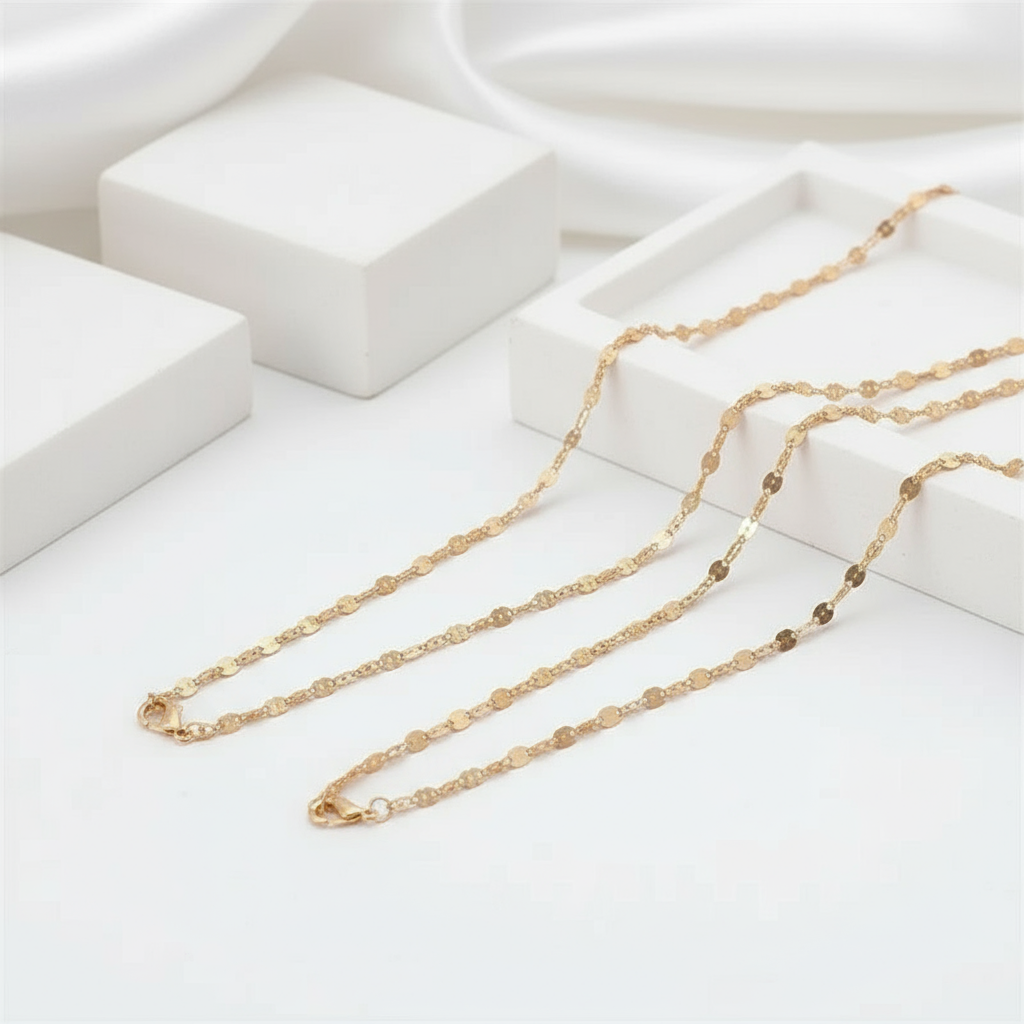 9k Yellow Gold Tile Chain Necklace-Black Diamonds New York