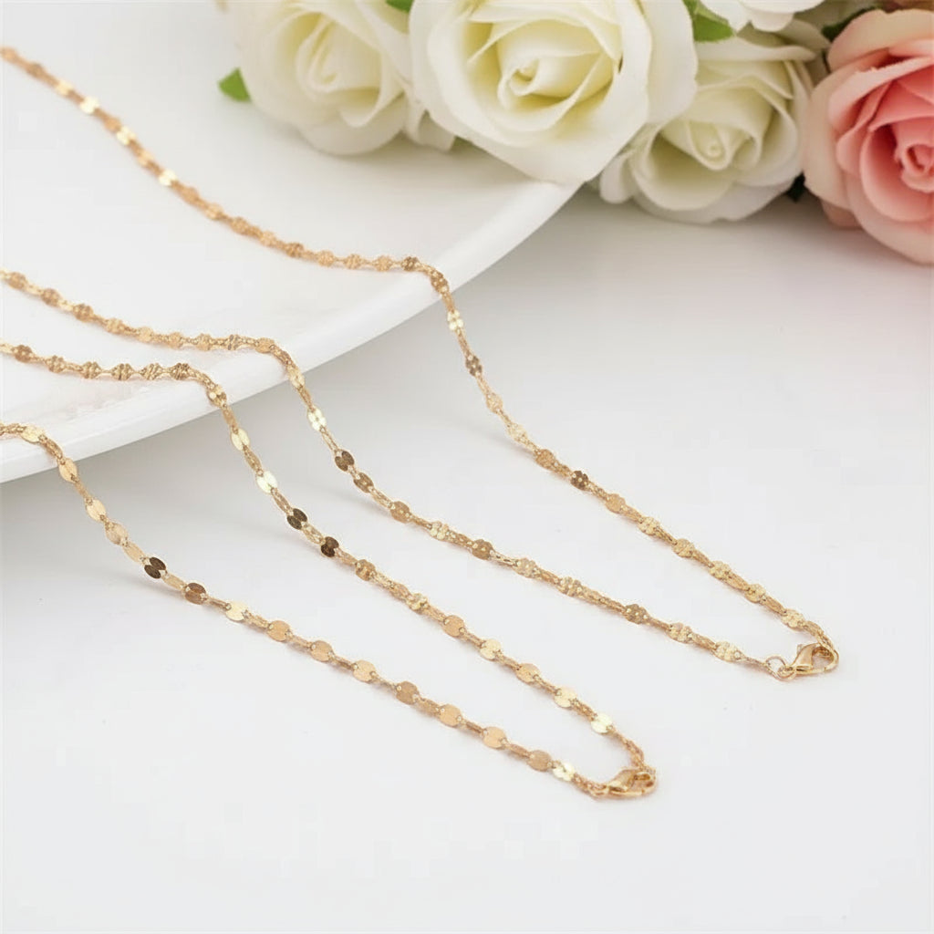 9k Yellow Gold Tile Chain Necklace-Black Diamonds New York