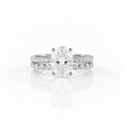 9k White Gold Oval Cut Diamond Option Half Eternity Wedding Ring Set-Black Diamonds New York
