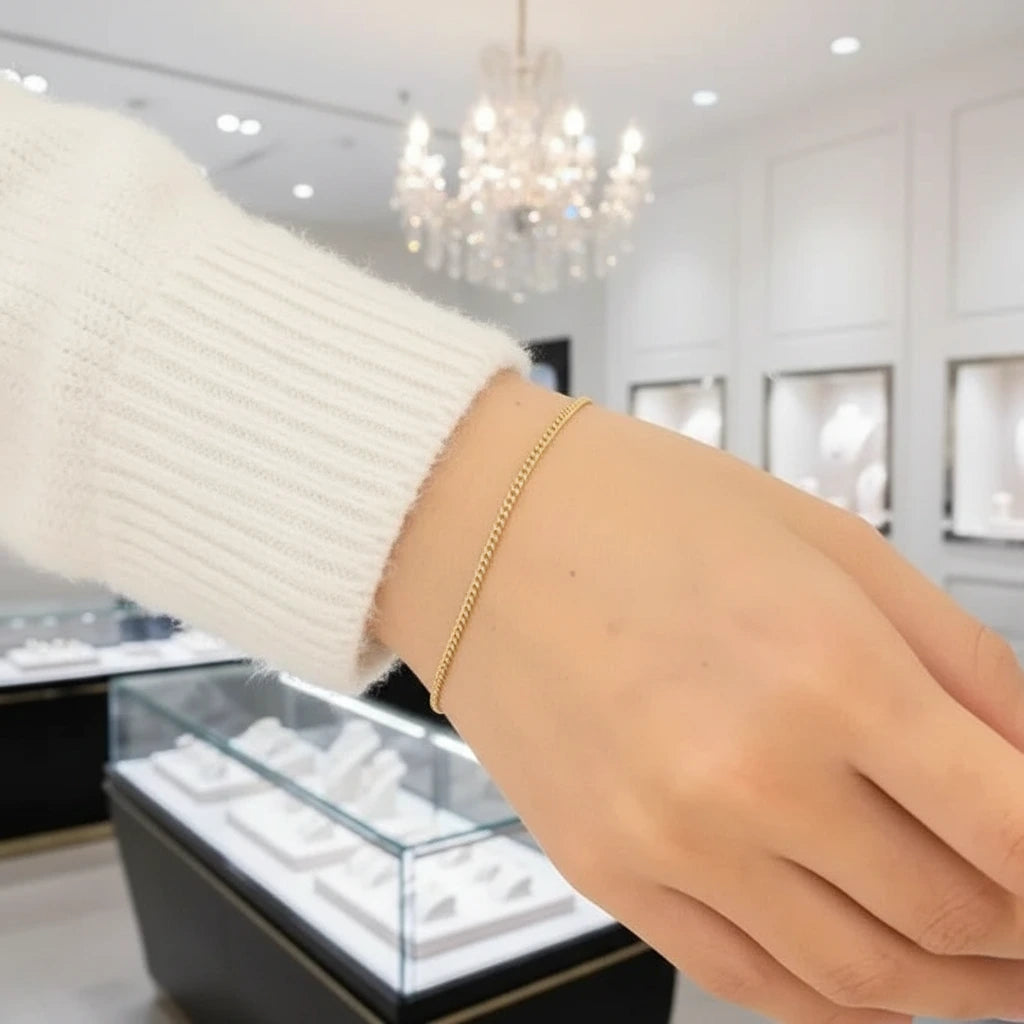 9k Yellow Gold Cuban Chain Necklace-Black Diamonds New York