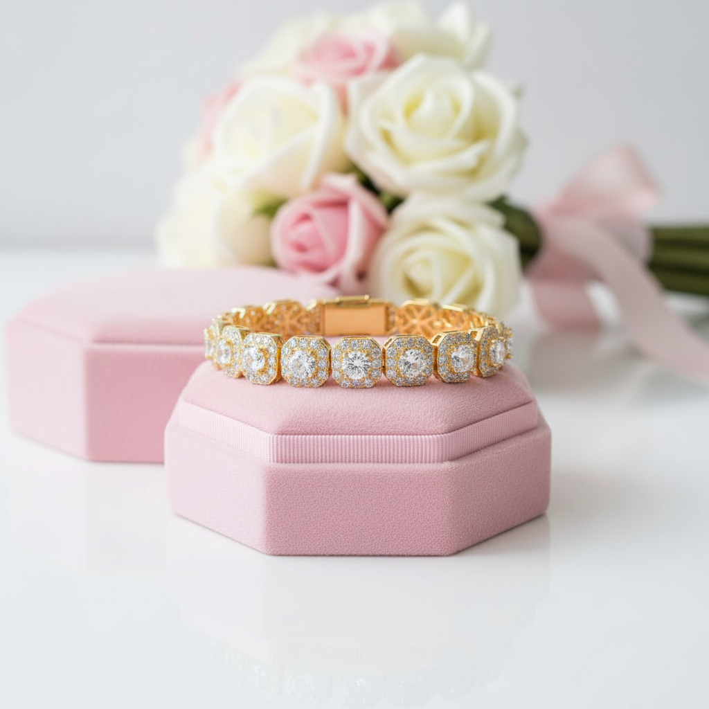 9mm Square Hip Hop Diamond Option Bracelet-Black Diamonds New York