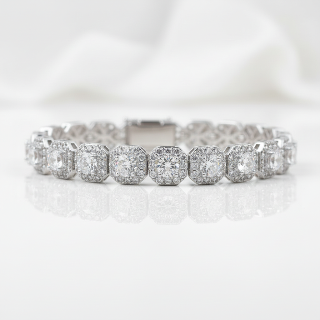 9mm Square Hip Hop Diamond Option Bracelet-Black Diamonds New York