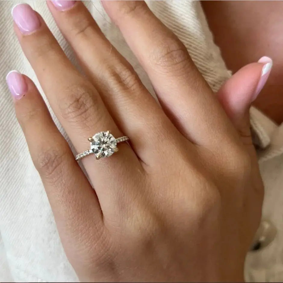 14k White Gold 2.0 Ct Hidden Halo Engagement Ring-Black Diamonds New York
