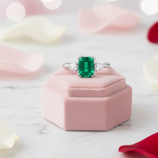 Adjustable 1.5 Carat Green Emerald Ring-Black Diamonds New York