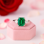 Adjustable 1.5 Carat Green Emerald Ring-Black Diamonds New York