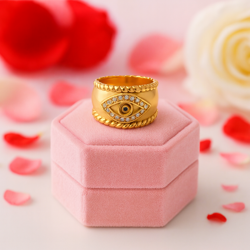 Aesthetic Devil's Eye Women's Wedding Band-Black Diamonds New York