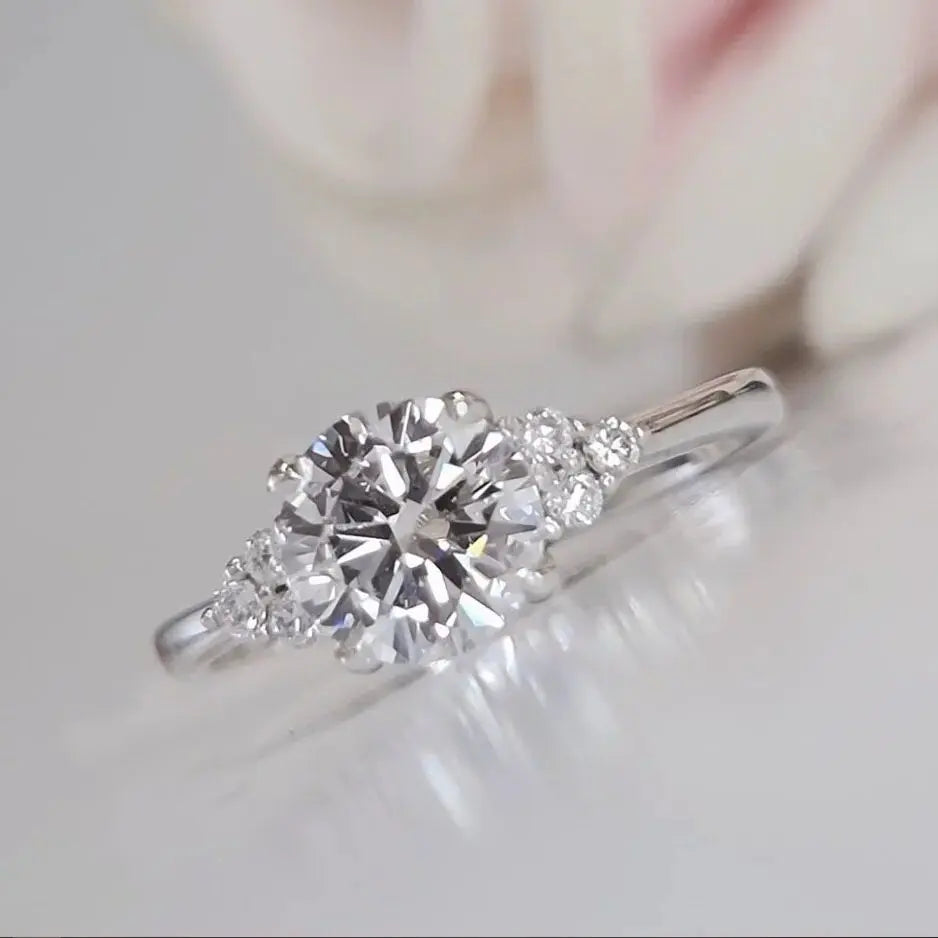 14K White Gold 1.1 Ct Round Cut CVD Lab Diamond Engagement Ring-Black Diamonds New York