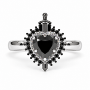 Against All Odds- Heart Shape Diamond Option Gothic Engagement Ring-Black Diamonds New York