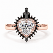 Against All Odds- Heart Shape Diamond Option Gothic Engagement Ring-Black Diamonds New York