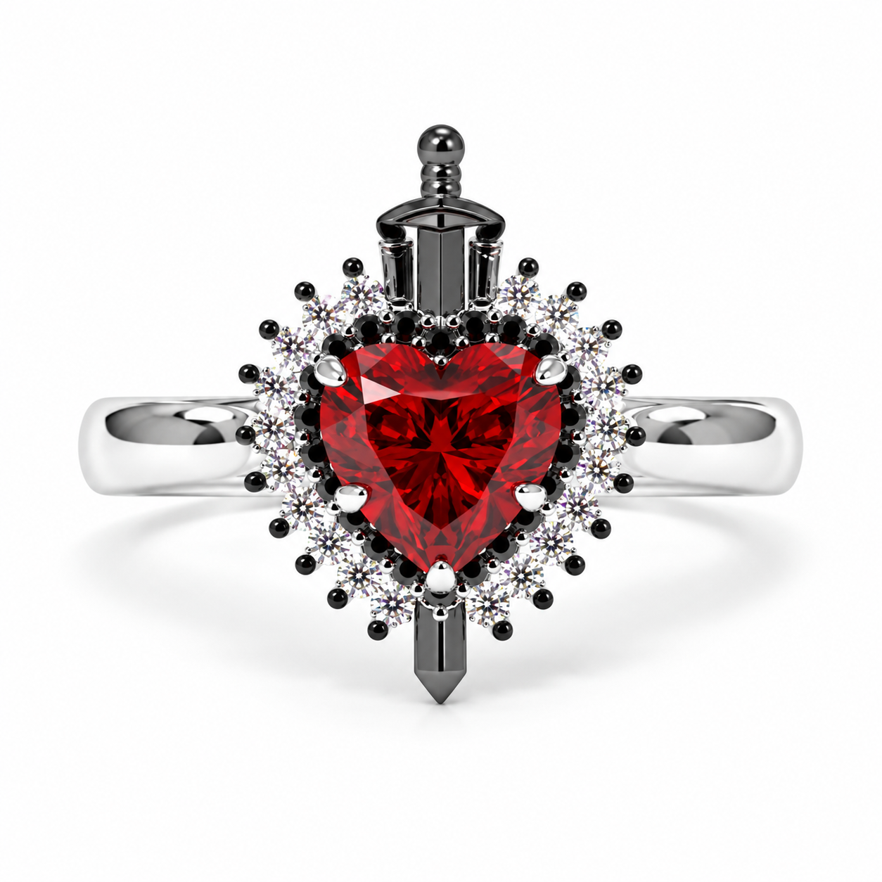 Against All Odds- Heart Shape Diamond Option Gothic Engagement Ring-Black Diamonds New York