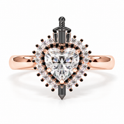 Against All Odds- Heart Shape Diamond Option Gothic Engagement Ring-Black Diamonds New York