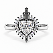 Against All Odds- Heart Shape Diamond Option Gothic Engagement Ring-Black Diamonds New York