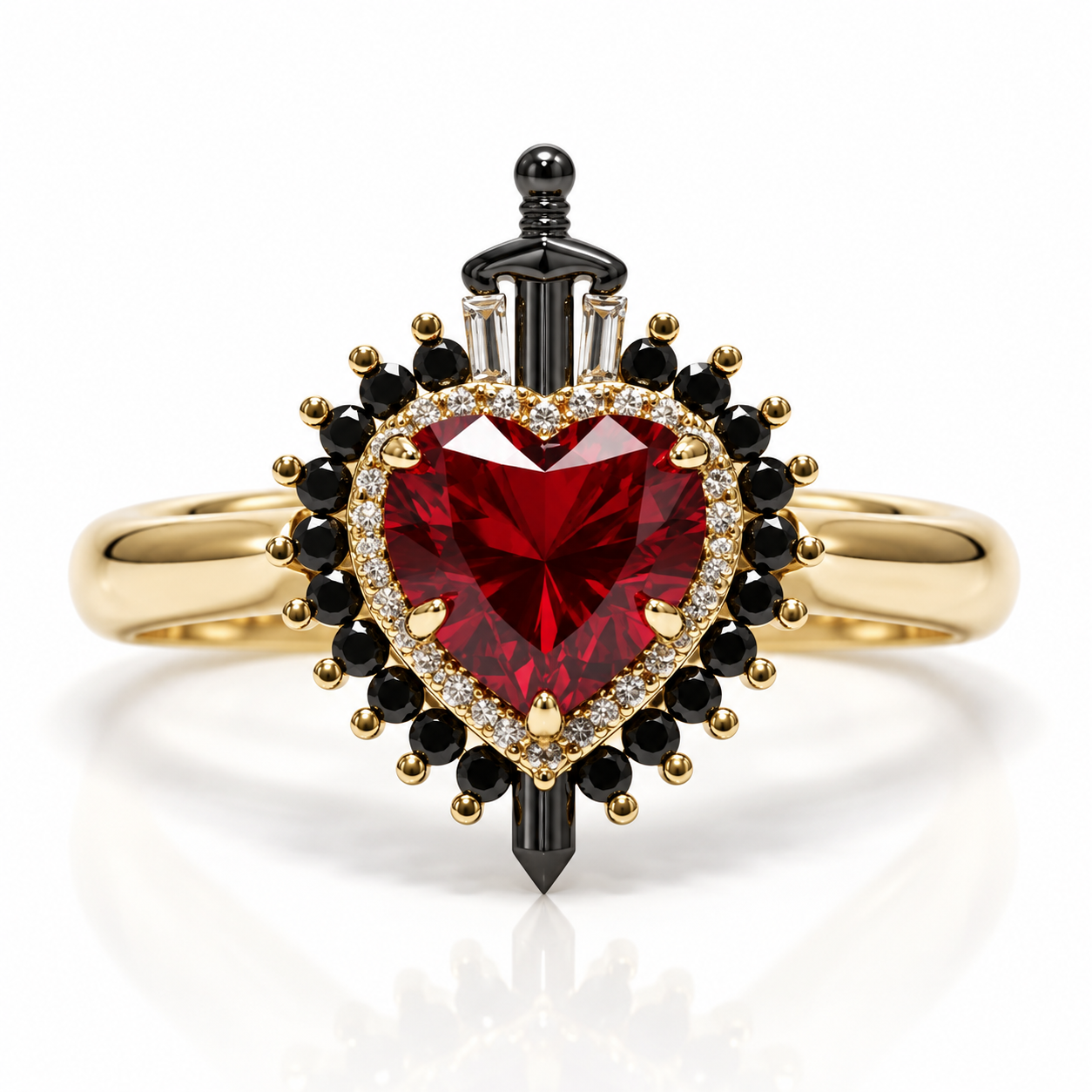 Against All Odds- Heart Shape Diamond Option Gothic Engagement Ring-Black Diamonds New York