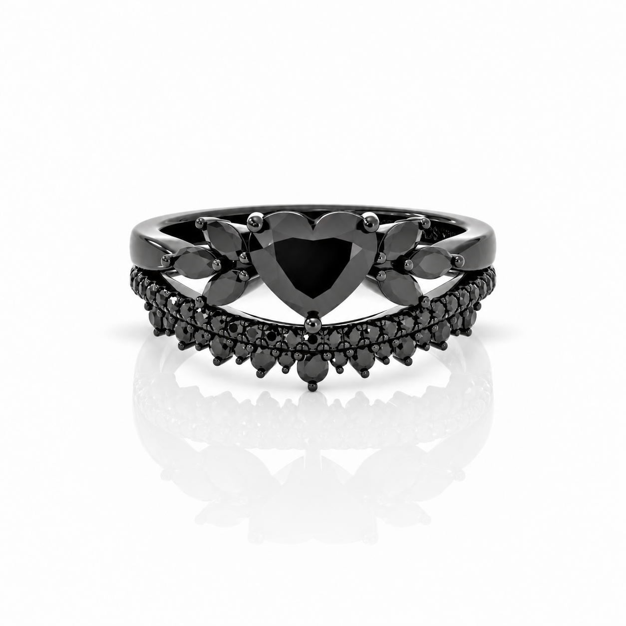 Forever In My Heart- 1.25ct Heart Cut Diamond Option Gothic Promise Ring-Black Diamonds New York