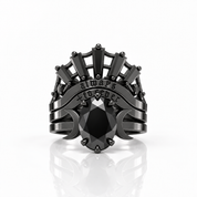 Always and Forever Promise Rings - Oval Cut Diamond Option Gothic Bridal Set in 14K Rose Gold-Black Diamonds New York