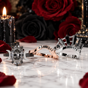 Always and Forever Promise Rings - Oval Cut Diamond Option Gothic Bridal Set in 14K Rose Gold-Black Diamonds New York