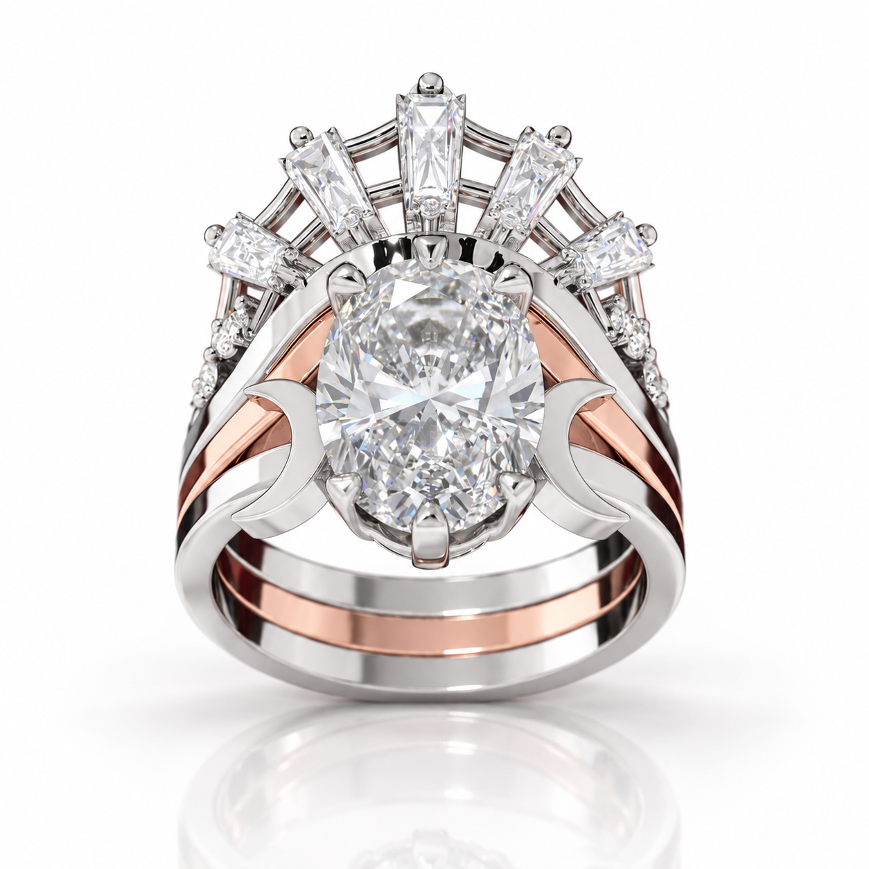 Always and Forever Promise Rings - Oval Cut Diamond Option Gothic Bridal Set in 14K Rose Gold-Black Diamonds New York
