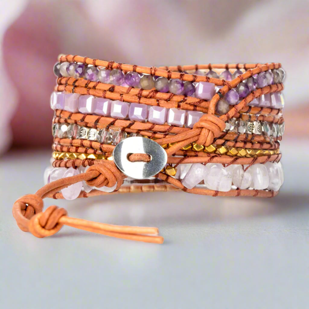 Amethyst & Crystals Bohemian Bracelet-Black Diamonds New York