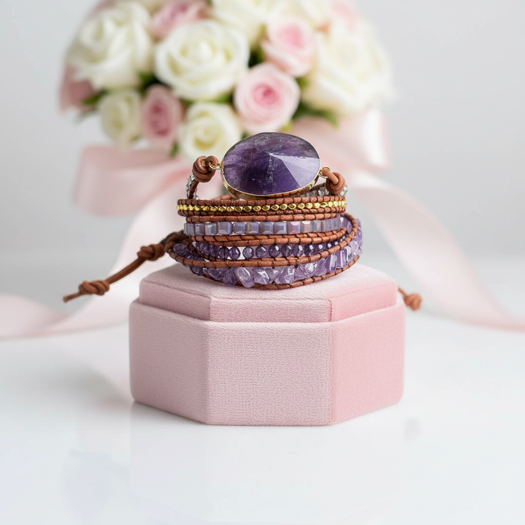 Amethyst & Crystals Bohemian Bracelet-Black Diamonds New York