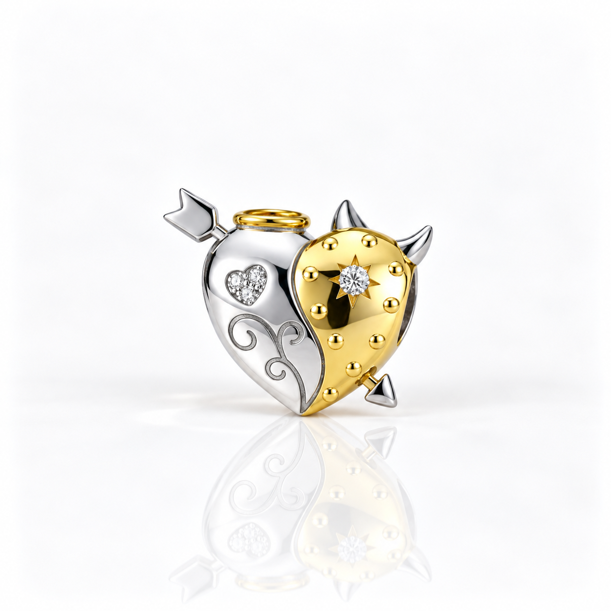 Angel & Devil Heart Shaped Charm-Black Diamonds New York