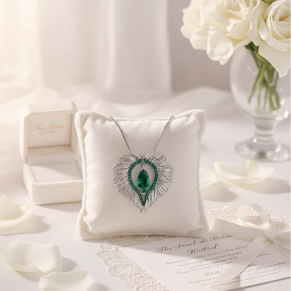 Angel Wings Feather Necklace-Black Diamonds New York