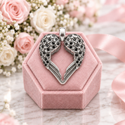 Angel Wings Heart Necklace Pendant-Black Diamonds New York
