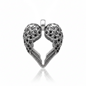 Angel Wings Heart Necklace Pendant-Black Diamonds New York