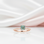 Antique Moss Agate Vintage Art Deco Rose Gold Engagement Ring Set-Black Diamonds New York