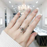 Antique Moss Agate Vintage Art Deco Rose Gold Engagement Ring Set