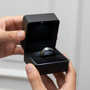 Antler Inlay with Gold Line Matte Black Tungsten Men's Wedding Band-Black Diamonds New York