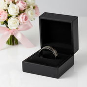 Antler Inlay with Gold Line Matte Black Tungsten Men's Wedding Band-Black Diamonds New York