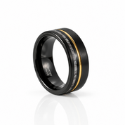 Antler Inlay with Gold Line Matte Black Tungsten Men's Wedding Band-Black Diamonds New York