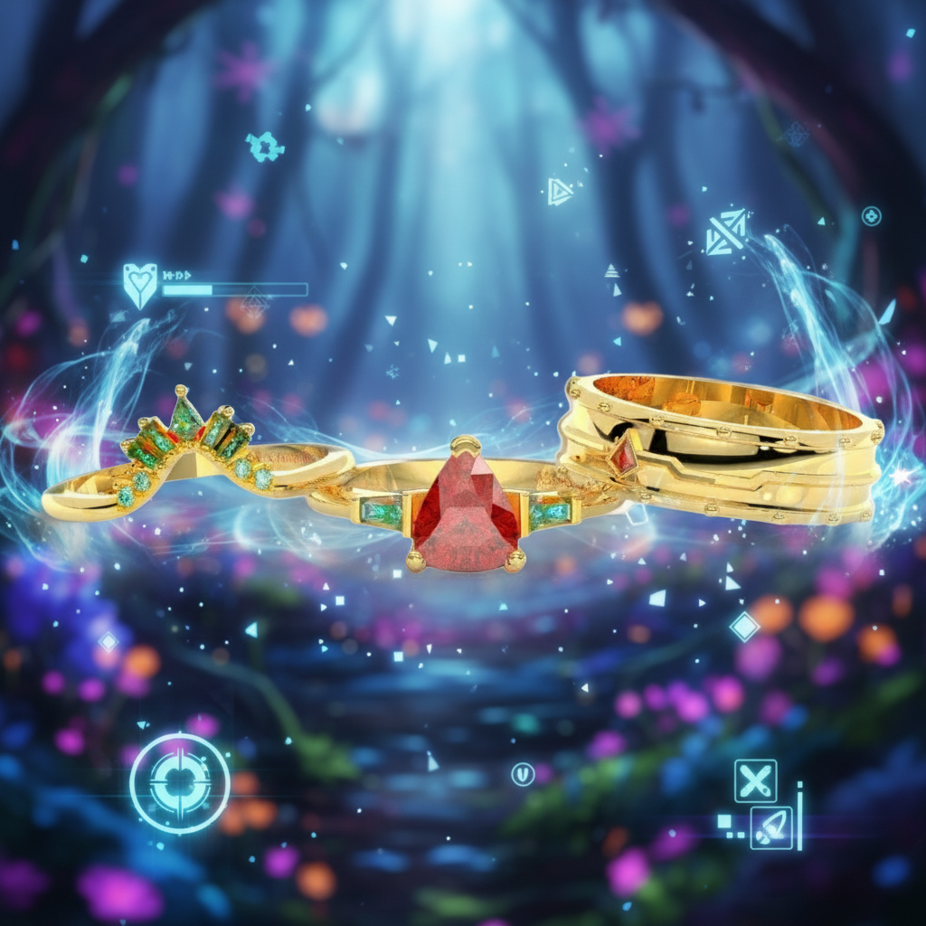 Assasin's Romance (Unisex)- 14k Yellow Gold Video Game Inspired Rings-Black Diamonds New York